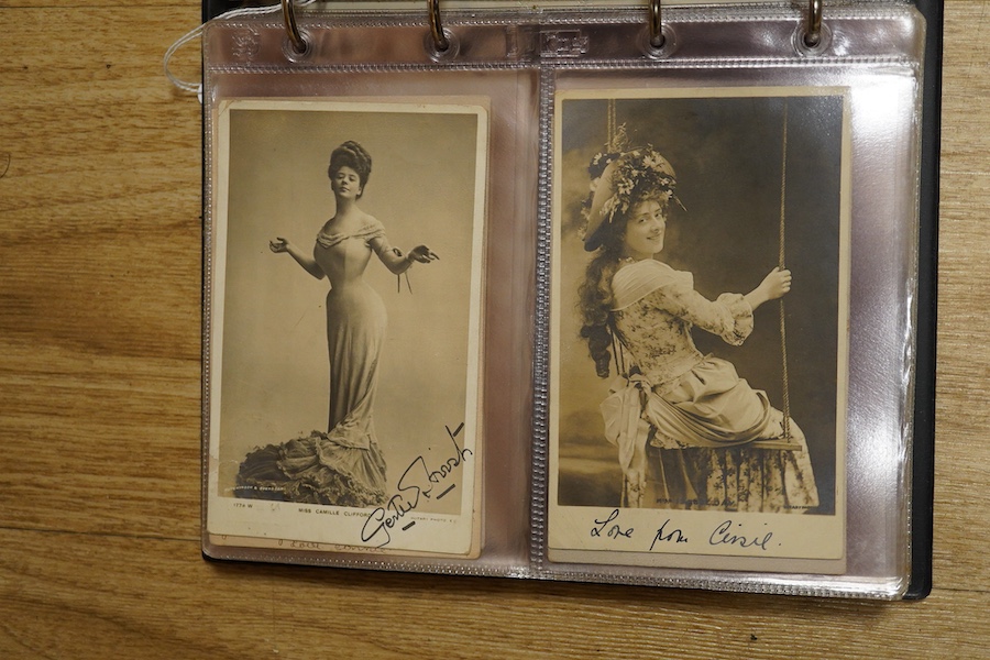 An album of postcards of early 20th century actors and actresses of film and theatre. Condition - variable